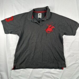 Beverly Hills Polo Club Mens Short Sleeve Polo Shirt Sz Large Gray Big Pony #3